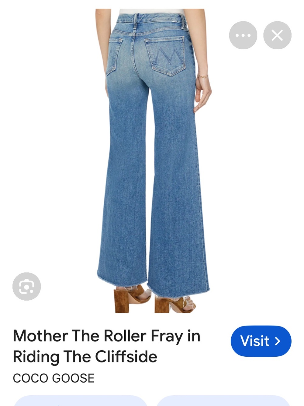MOTHER Wide-Leg Roller Fray Jeans in Riding The Cliffside Blue